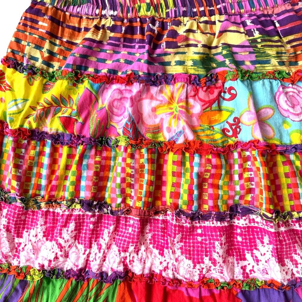 Vintage Sandy Starkman Skirt Small Multicolor Tiered Ruffle Hippie Festive READ - Picture 6 of 12